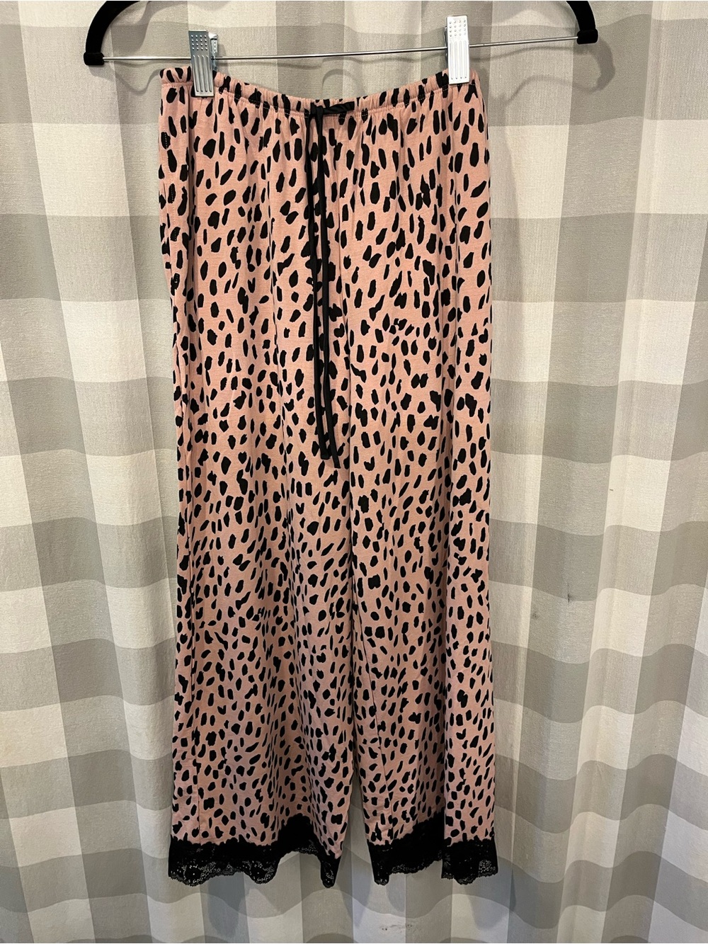 Victoria's Secret Pink and Black Animal Print Lace-Hem Pajama Skirt